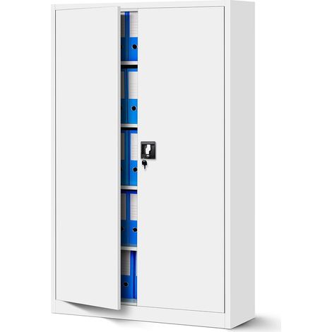 Armoire Bureau Métallique 4 Étagères Verrouillable 185x115x40 cm (1/5)