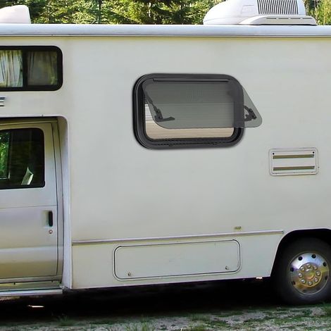 Wohnmobilfenster 500x300 mm, 85° Ausstellfenster Camper Fenster, Wohnwagen Fenster Seitenfenster mit Fensterbildschirm, Externes Push Fenste für Wohnwagen, Wohnmobile, Camper