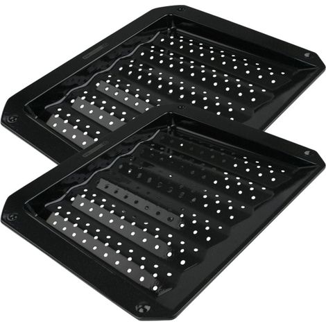 Ensemble de 2 Plaques ondulée et perforée pour four et barbecue en tôle 38 x 33 cm FM Professional Barbecue (1/5)