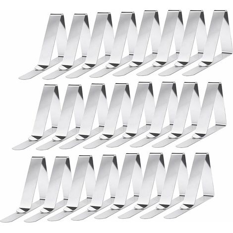 Lot de 24 pinces à nappe en inox – Clips de table 7.5 x 4.5 cm – Fixation efficace pour événements et pique-niques – Argent (1/5)