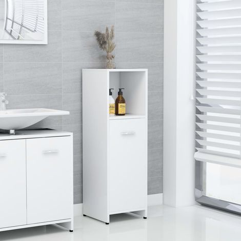 Armoire de salle de bain, Meuble de Rangement, Placard de Rangement Toilettes Blanc 30x30x95 cm Aggloméré HYB93768 (1/5)