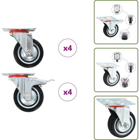 vidaXL 8 pcs Roulettes pivotantes 75 mm (1/5)