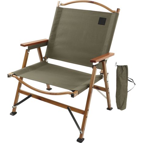 Chaise pliante portable avec accoudoir, ultra-légère pour randonnée, plage, pêche, vert militaire (1/5)