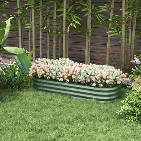 Jardinière surélevée carré potager de jardin en acier modulable légumes. plantes. fleurs. dim. 150 x 62 30 x cm vert