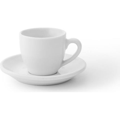 Set 6 Tazzine Tazze Caffè in Ceramica Hotel Bianche con Piattini (1/2)