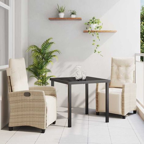 Ensemble de salle à manger pour jardin 3 pcs-Salon de jardin Beige polyrotin 875772 (1/5)