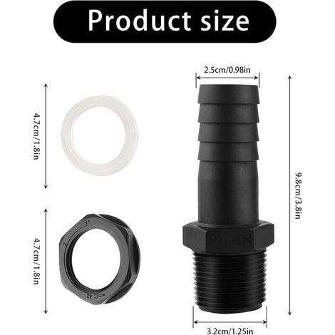 pezzi Serbatoio di troppo pieno, raccordo passaparete maschio da 25 mm, tubo a tenuta stagna per serbatoi, connessioni per sistemi di raccolta dell'acqua piovana con guarnizioni (1/4)