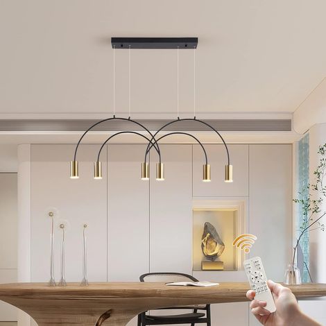 Ganeed Modern Pendant Light Fixture, Dimmable LED Black Gold Pendant Light with 6 Spotlights, Modern Geometric LED Chandelier Hanging Pendant Light for Kitchen Island Dining Living Room,48W (1/5)