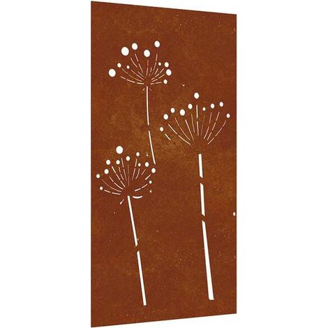 Décoration murale de jardin, 105x55 cm, acier Corten, motif floral. (1/5)