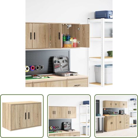 vidaXL Bois d'ingénierie - Armoire murale de garage chêne sonoma bois d'ingénierie (1/5)