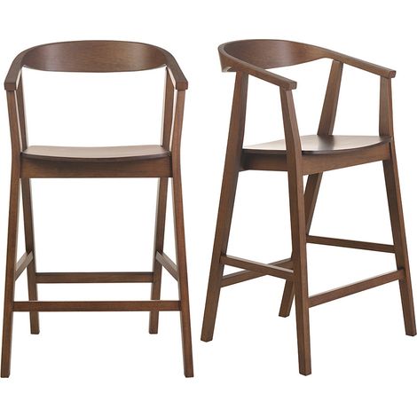 Skandinavische Barhocker aus dunklem Holz (2er Set) BAHIA
