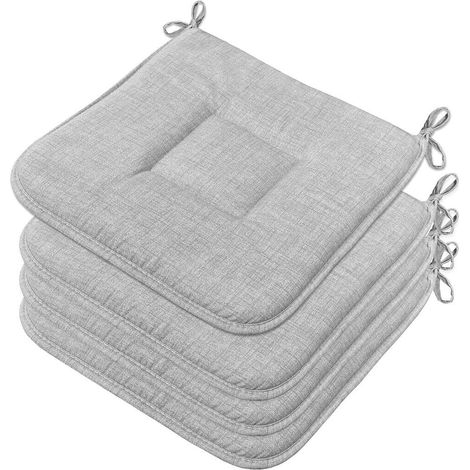 Set 4 Cuscini Sedia Cotone Morbidi Lavabili Universali Coprisedia Cucina Colore Pastello - Grigio