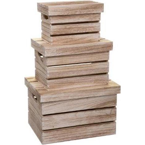 Lot de 3 Boîtes de Rangement "Warm" 38cm Naturel (1/3)