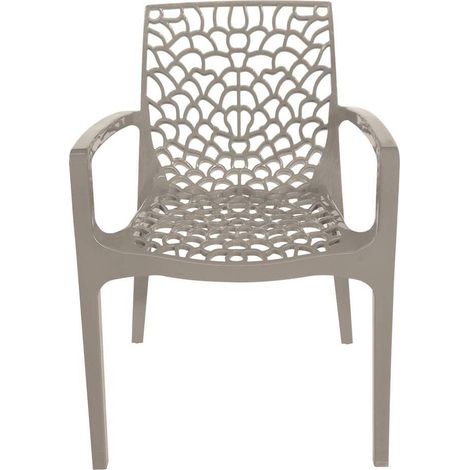 Grand Soleil – Chaise de jardin en polypropylène moka – Résistante aux UV et intempéries – Dimensions 56,5x55xh.81 cm – Empilable
