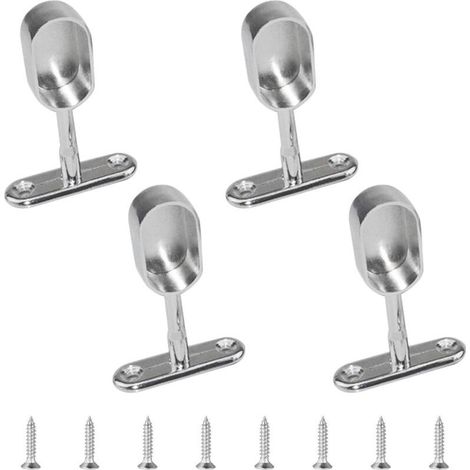 Lot de 4 supports de tringle de placard ovales en alliage de zinc pour armoire, chambre à coucher, salle de bain (1/4)
