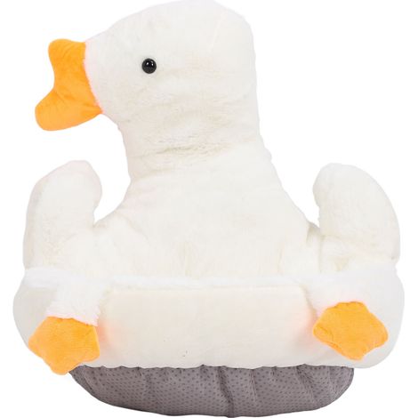 Coussin de siège mignon en peluche motif oie, amovible et confortable, blanc, pour fenêtre ou sol. (1/5)