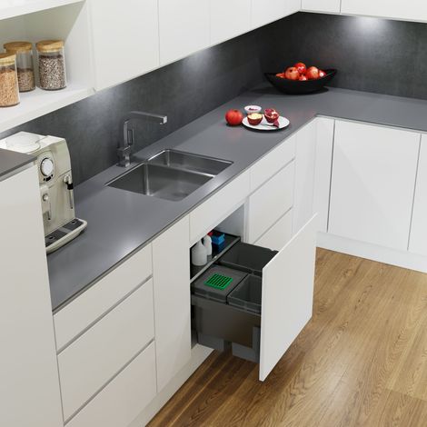 Abfalltrennsystem, ENVI-Space, 600er, 1x22/2x10 l, lavagrau Vauth Sagel (1/4)