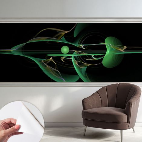 Tapete Selbstklebend - abwaschbar - Tapete mit Motiv - trendige Wanddeko - elegant Fototapete Grüne Wellen 250x104 cm (1/5)