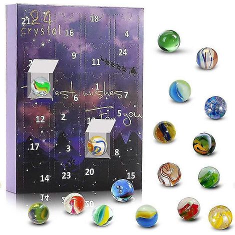 Calendrier de l'Avent avec 24 billes et compte à rebours jusqu'à Noël - idéal pour les garçons, les filles, les enfants et les tout-petits, également parfait comme cadeau pour les fêtes de Noël. (1/5)