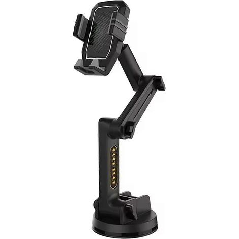 Support de téléphone GPS à long bras et ventouse pour pare-brise/tableau de bord, rotation 360° (1/5)