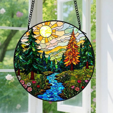 15cm Suspension en vitrail - Attrape-soleil unique pour jardin, décoration fenêtre élégante, cadeau Anniversaire pour femme, homme, collègue, ami (1/5)