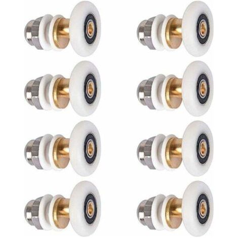 8 pièces 25mm Porte de Douche - Rouleau Roulette Roue pour Porte de Douche Roulettes Coulissantes Porte Roue de Remplacement pour Rouleau