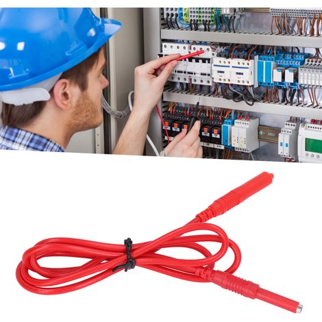 J.70027 Prüfkabel mit 4 mm Bananenstecker (Stecker-Stecker), ein Ende mit Bananenstecker und einziehbarem Schutzprüfkabel, rot. (1/5)