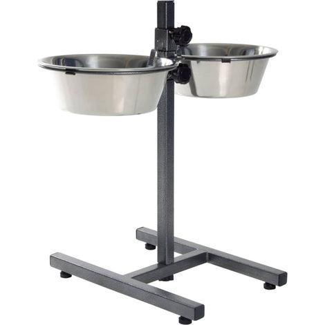 Trixie Soporte de bol ajustable plateado para perro