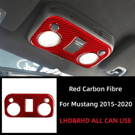 (Rouge) Compatible avec Ford Mustang GT 2015-2021 : Accessoires intérieurs en fibre de carbone pour liseuse de toit, panneau autocollant décoratif avec cadre. (1/5)