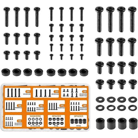 Kit de vis de fixation universel pour téléviseur - Vis M4, M5, M6 et M8, rondelles et entretoises, vis de rechange pour fixation TV (1/5)