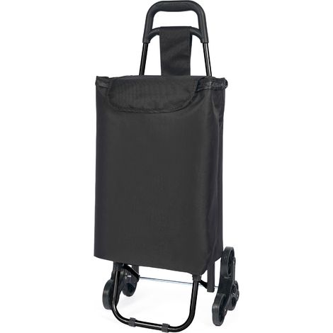 Carrello Spesa Saliscale 6 Ruote Pieghevole con Borsa Impermeabile, Porta Spesa per Scale Supermercato e Casa, Struttura in Acciaio – Il Gruppone   Nero