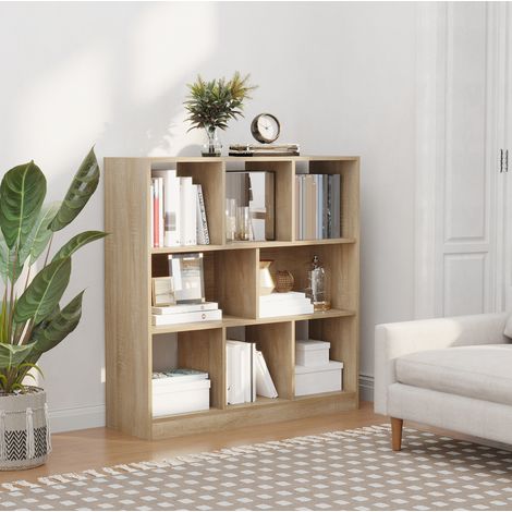 Estantería salón alta con 3 niveles y anti-vuelco roble OKMYHOME (1/5)