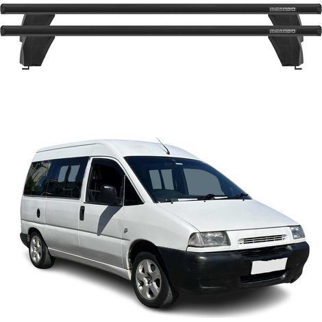 OMAC Barres de toit transversales en aluminium pour Peugeot Expert 1995-2007 – Antivol – Rainure en T – Testées City Crash – Charge Max 75 kg Noir (1/4)