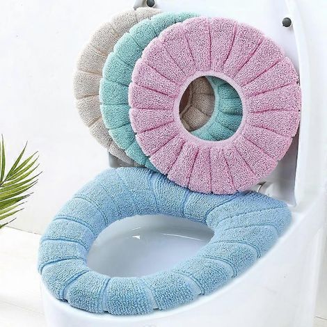 4 housses de siège de toilette chaudes et extensibles, lavables, protection pour couvercle 3 (1/5)