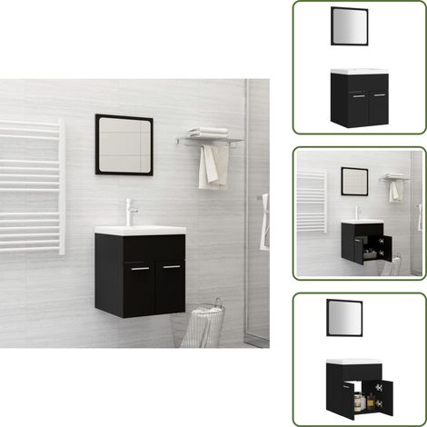 The Living Store Set Mobili da Bagno Nero in Truciolato - Mobile sottolavabo