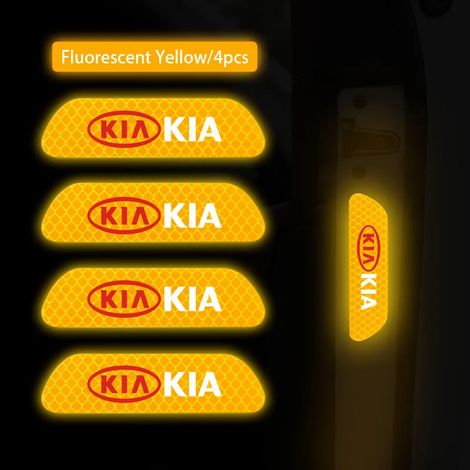 (4 pièces jaunes) 4 autocollants réfléchissants pour portières de voiture, marquage de sécurité, compatibles avec KIA Carnival, Niro EV9, K8, Cerato, Sportage, Ray EV, Telluride et Seltos. (1/4)