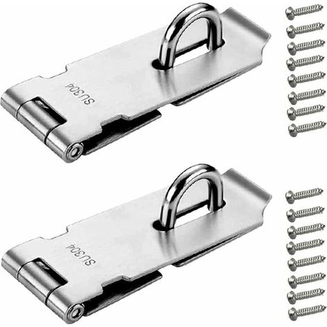 cerraduras de 4 pulgadas, de acero inoxidable plateado, con tornillos para muebles, armarios y cajones. (1/4)