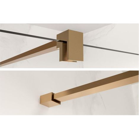 Fortifura Galeria barre de renfort rallongée 200cm pour douche à l'italienne - avec kit de fixation - cuivre brossé