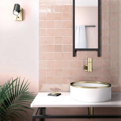 Carrelage mural intérieur effet zellige brillant 10x10 cm Manacor Blush Pink (1/4)