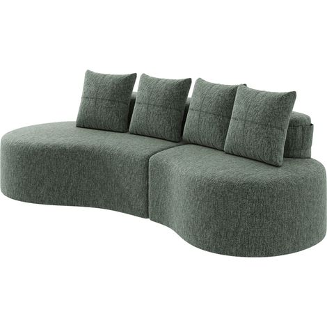 CAIziCanapé en tissu de lin avec 4 coussins, garnissage en mousse haute densité + ressorts, porte-gobelet et poche latérale – design unique, confortable et respirant, idéal pour le salon, la chambre d (1/5)