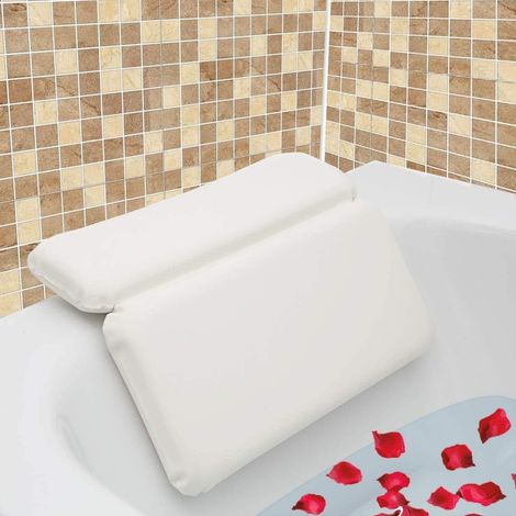 JSSEVN-Coussin De Bain, Oreiller de Bain avec 7 Ventouses Antidérapant, Conception à 2 panneaux pour Le Cou, Le Dos, Les Épaules et La Tête(14.5"x11") (1/5)