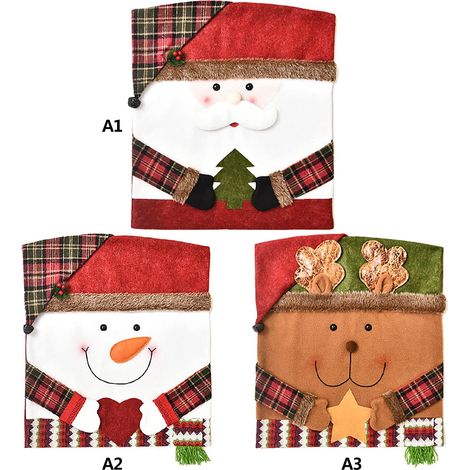 Set mit 3 roten Weihnachtsstuhlrückenbezügen zur Dekoration von Weihnachtsfeiern (53,4 x 50,8 cm) (1/5)