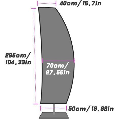 Housse de Protection pour Parasol Déporté - 210D Oxford - Imperméable - Noir Noir HOUSSE DE PARASOL