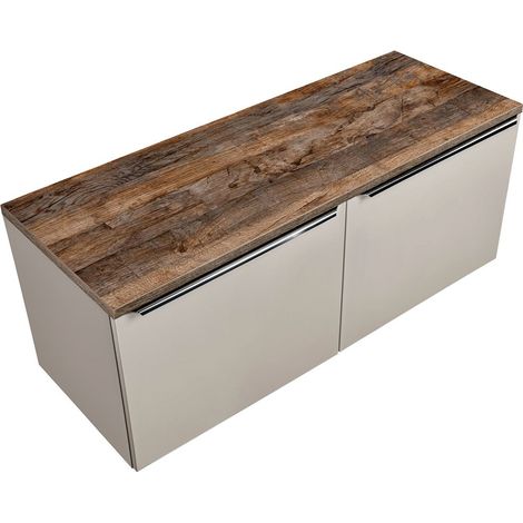 Waschtischunterschrank 120cm 2 Schubkästen, 4 Auszüge PUEBLA-56-TAUPE in taupe mit Vintage Oak, B/H/T ca. 120,4/48,5/46 cm (1/5)