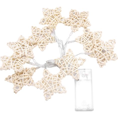 Luz Decorativa De Cuerda De Mimbre Con 10 Led - Forma De Estrella - Para Navidad Fiesta Y Boda - 1,5 M - 52 G (1/5)