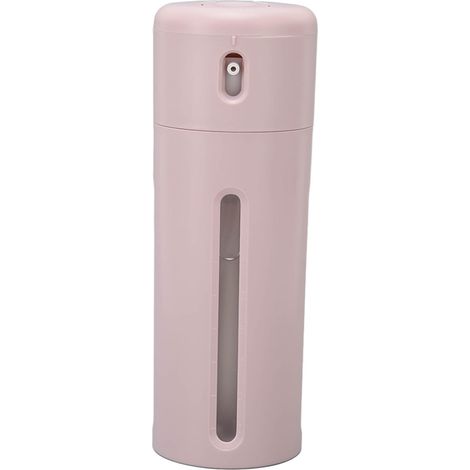 Flacon distributeur de voyage 4 en 1 rotatif, rechargeable et vide, pour shampoing et après-shampoing (rose). (1/5)