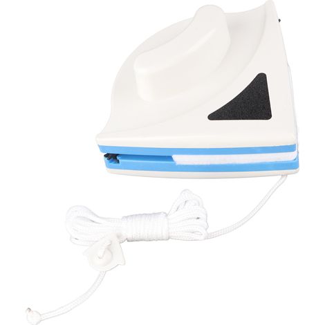 Nettoyeur de vitres double face avec coque en plastique ABS, raclette magnétique en caoutchouc pour les fenêtres en hauteur, bleu (1/5)