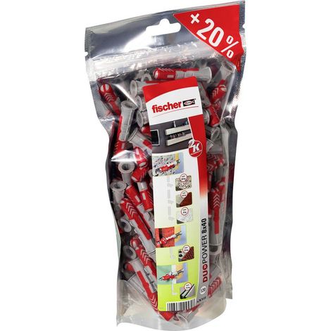 Fischer – Cheville pour support plein 535980 DUOPOWER 8 Big Pack – Longueur 40 mm – Quantité 120 pc(s) – Pour béton cellulaire et plâtre