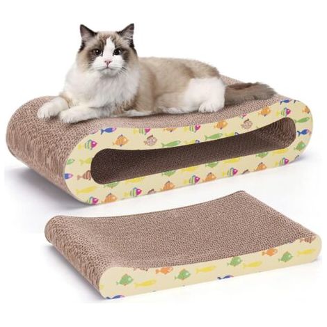 Grattoir à chat 2 en 1, grattoir pour chats avec catnip, grattoir en carton recyclé de qualité, grattoirs, reversible (1/4)