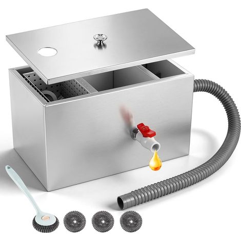Bac à Graisse Sous Evier Inox 22L 40x24x23cm (1/5)
